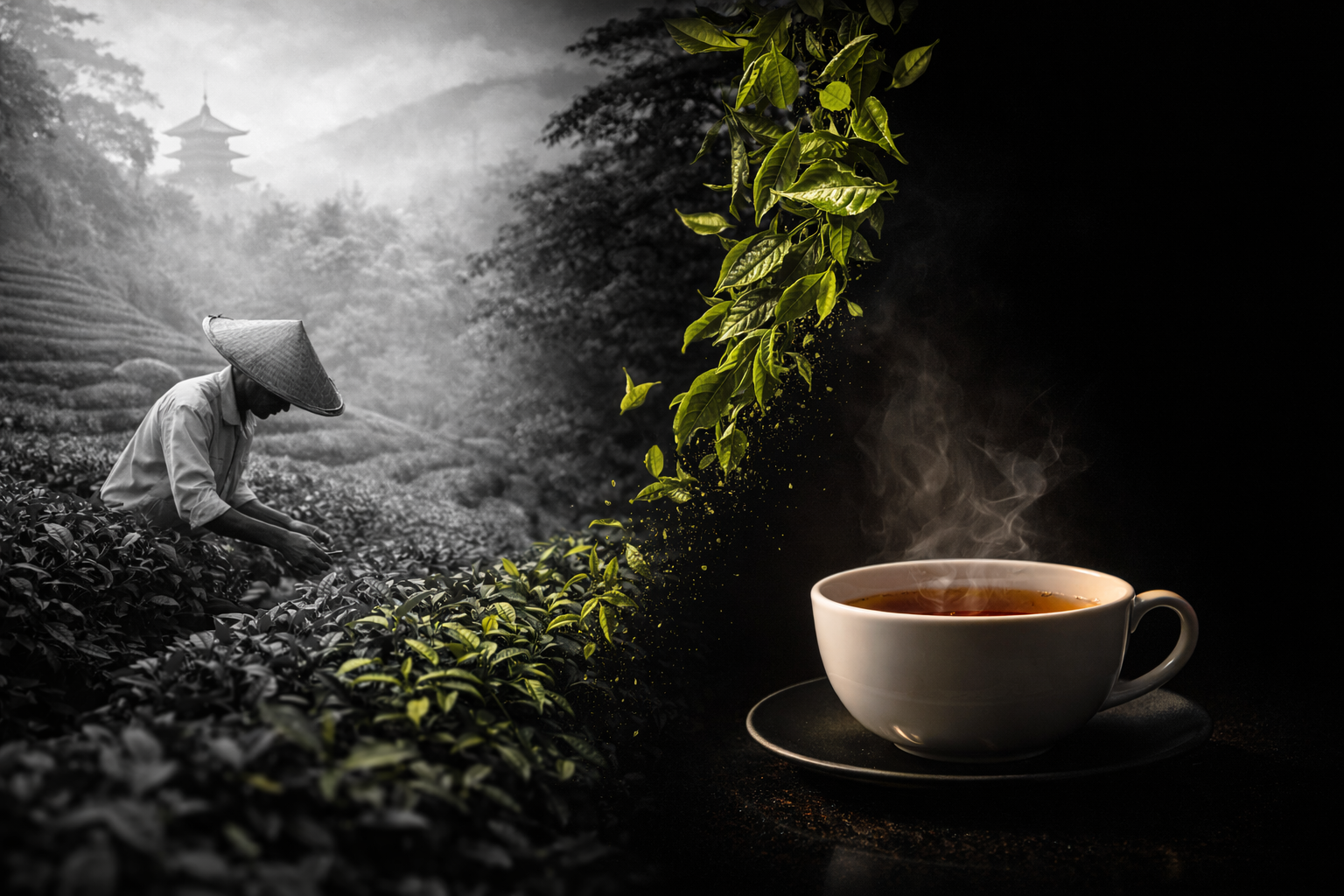 recreación de plantación de té