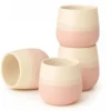 Tazas de té japonesas Sakura rosas Juego de 4 tazas de té japonesas Amarillo Fuji de cerámica con degradado rosa y crema